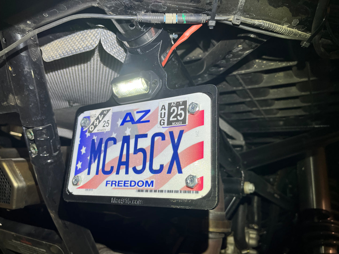 License plate mount with light